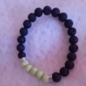 Lava stone and jade green bracelet.